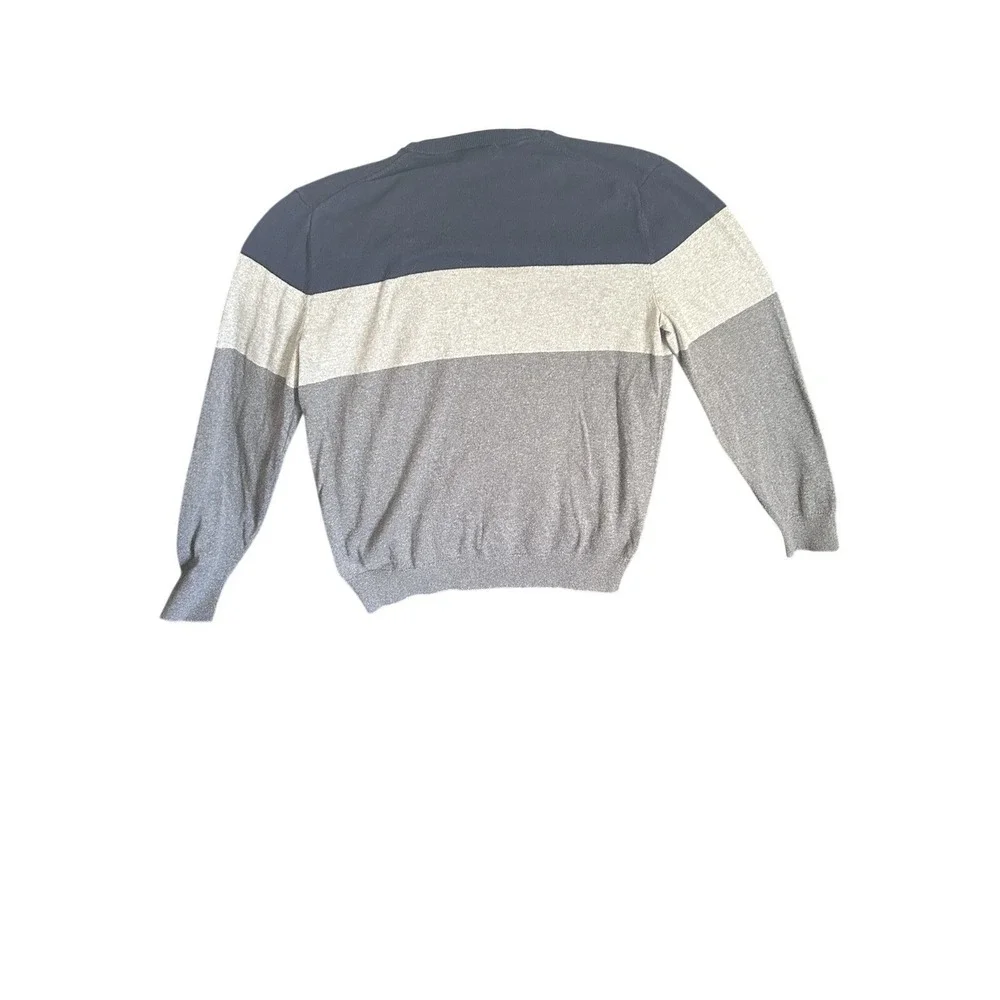 Minimalist Colorblock‎ Crewneck Sweater Men's Medium Navy Grey Dark Academia